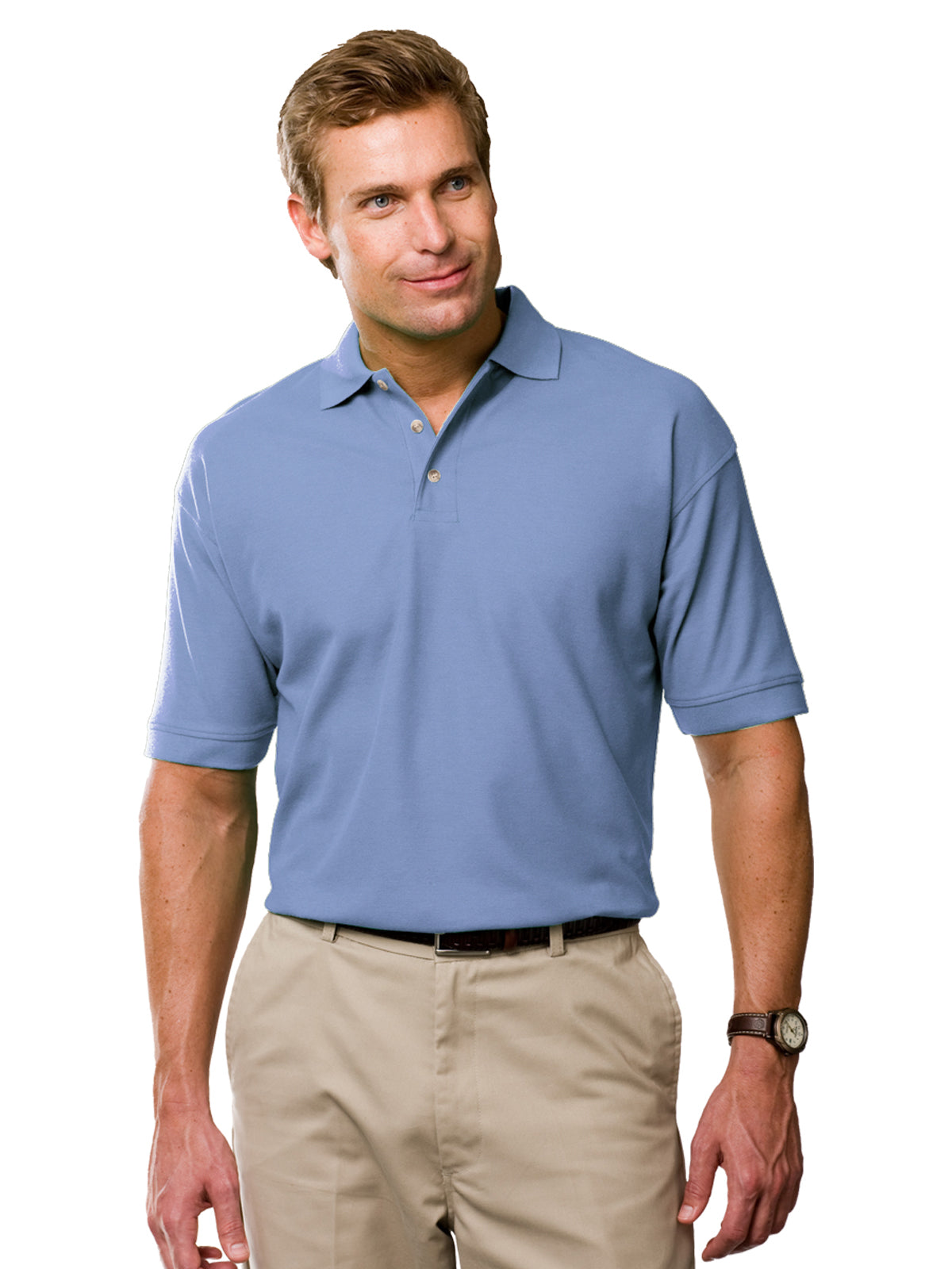 Men's Stain Release Pique Polo - BG2201 - Light Blue