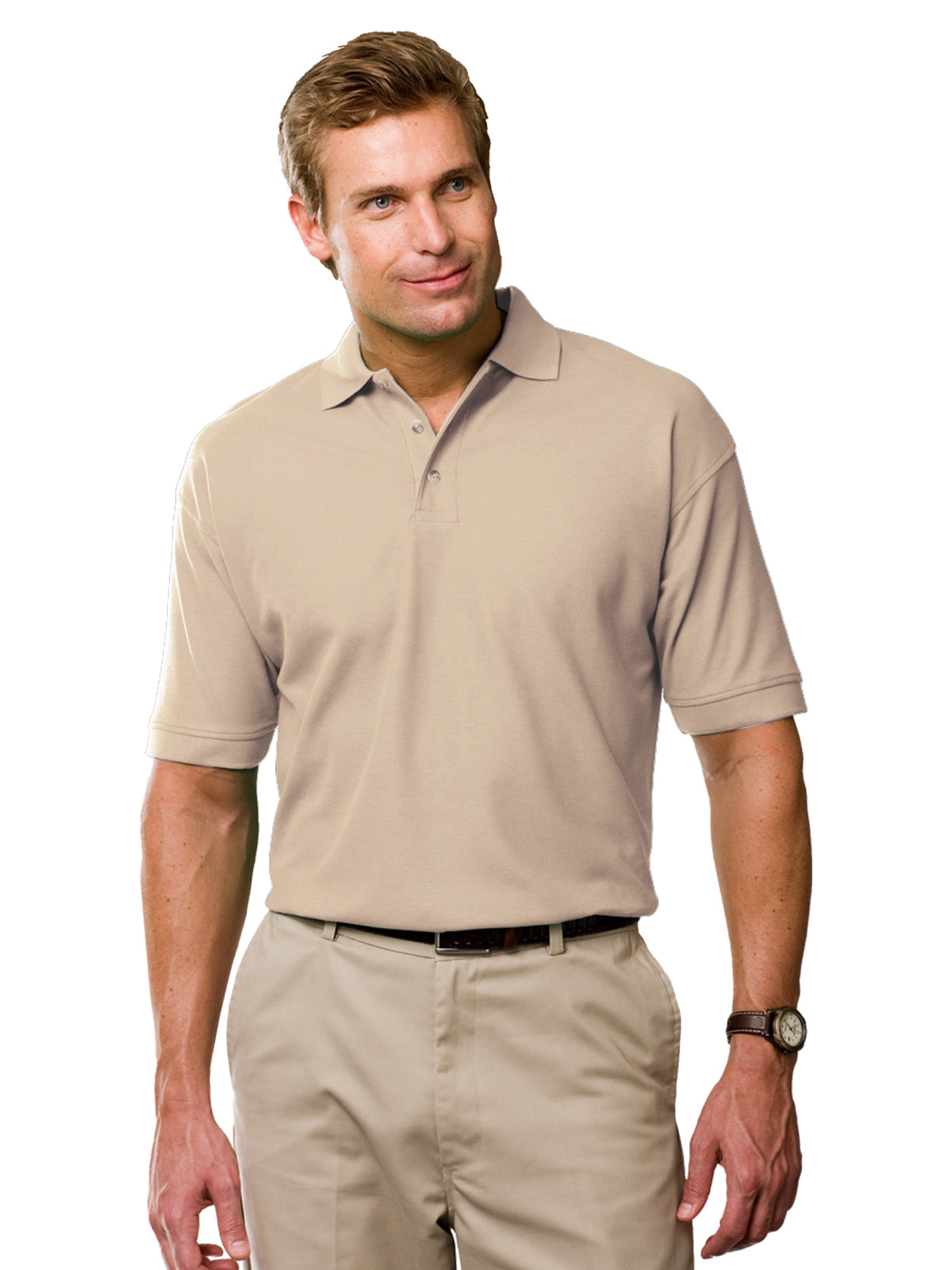 Men's Stain Release Pique Polo - BG2201 - Natural