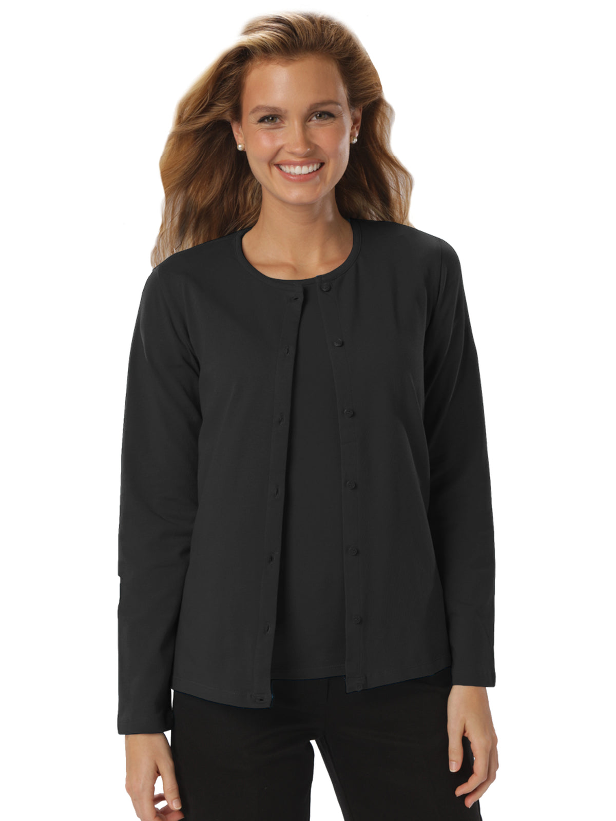 Women's Button Front Long Sleeve Cardigan - BG4701 - Black