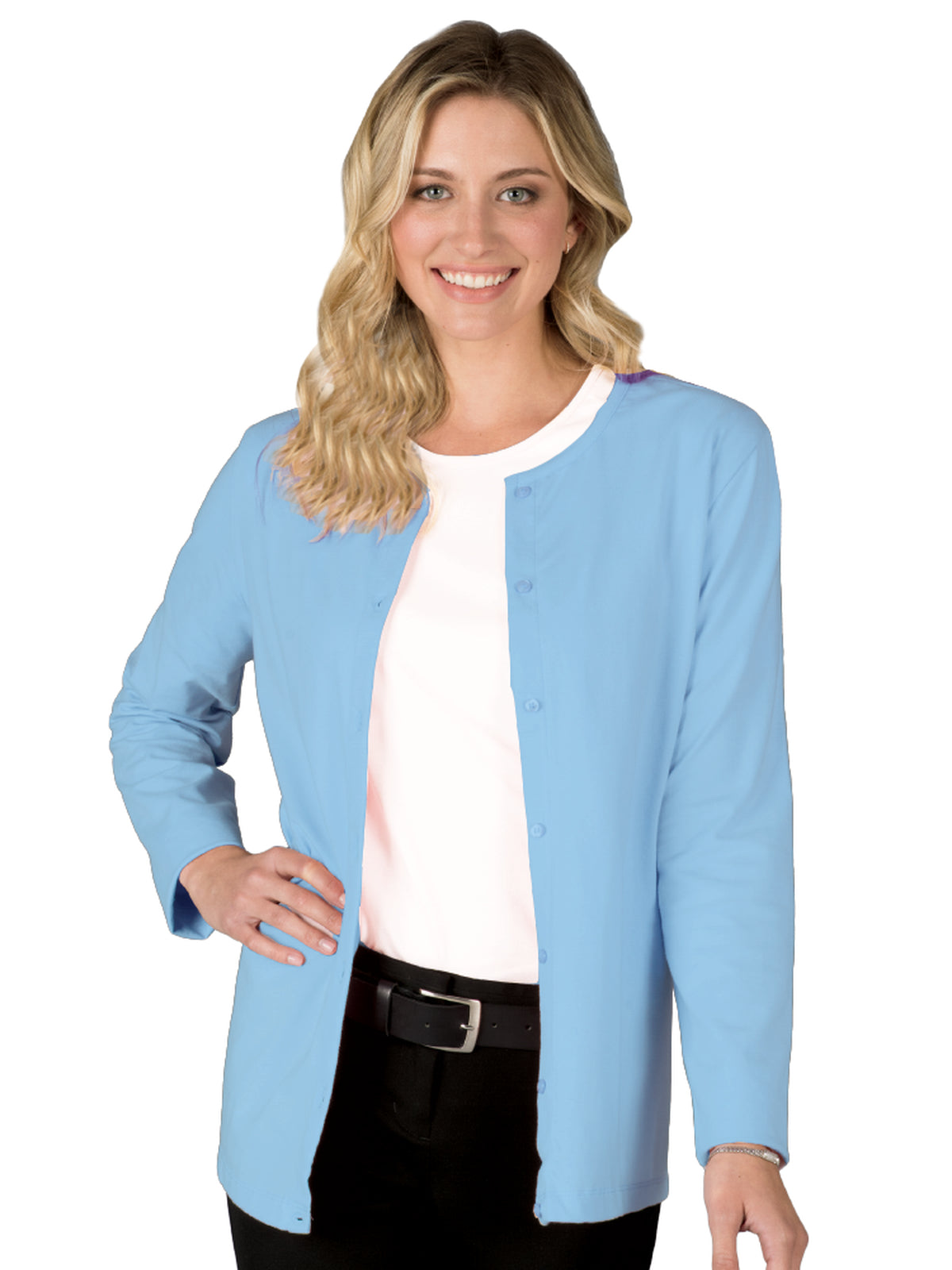 Women's Button Front Long Sleeve Cardigan - BG4701 - Light Blue