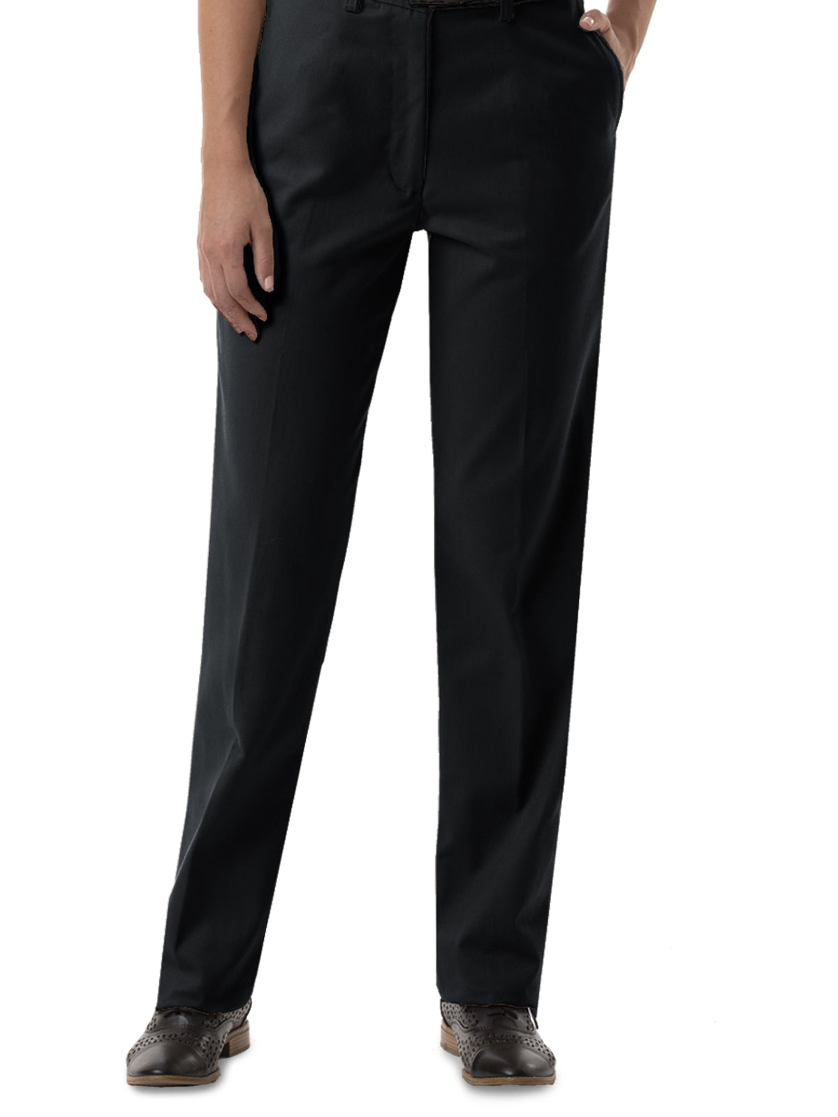 Women's 4-Pocket Scotchgard Twill Flat Front Pant - BG6001P - Black