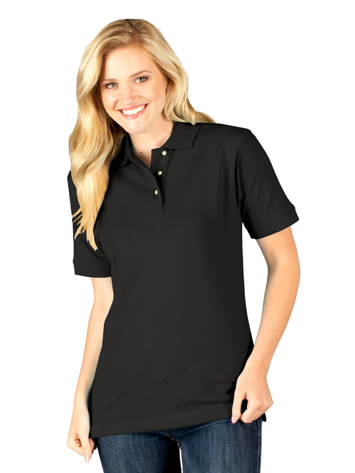 Women's Pocketless Superblend Pique Polo - BG6204 - Black
