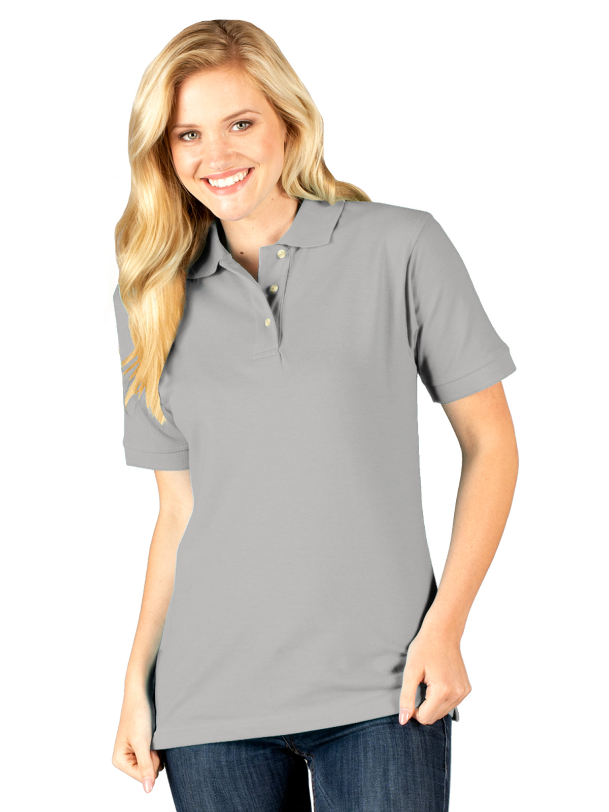 Women's Pocketless Superblend Pique Polo - BG6204 - Grey
