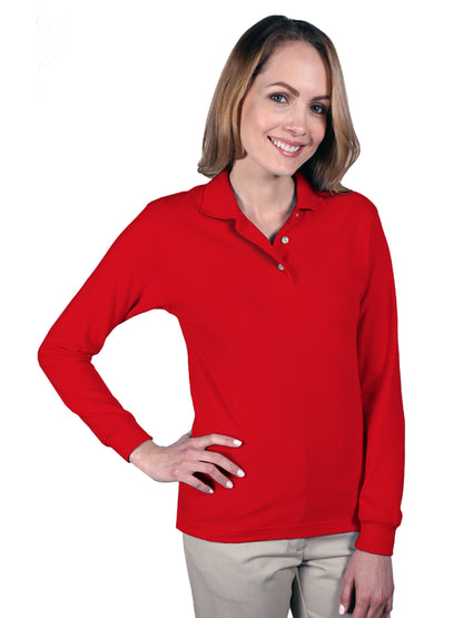 Women's Pocketless Superblend Long Sleeve Polo - BG6207 - Red