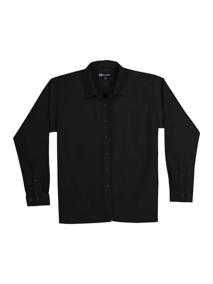 Women's Pocketless Long Sleeve Poplin Shirt - BG6210 - Black