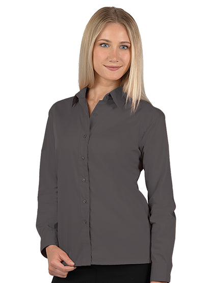 Women's Pocketless Long Sleeve Poplin Shirt - BG6210 - Graphite