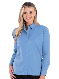 Women's Pocketless Long Sleeve Poplin Shirt - BG6210 - Light Blue