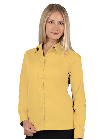 Women's Pocketless Long Sleeve Poplin Shirt - BG6210 - Maize