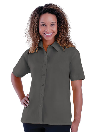 Women's Pocketless Short Sleeve Poplin Shirt - BG6210S - Graphite
