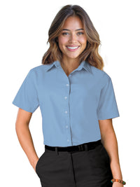 Women's Pocketless Short Sleeve Poplin Shirt - BG6210S - Light Blue