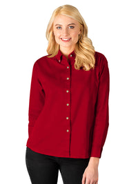 Women's Pocketless Cotton Twill Shirt - BG6213 - Red