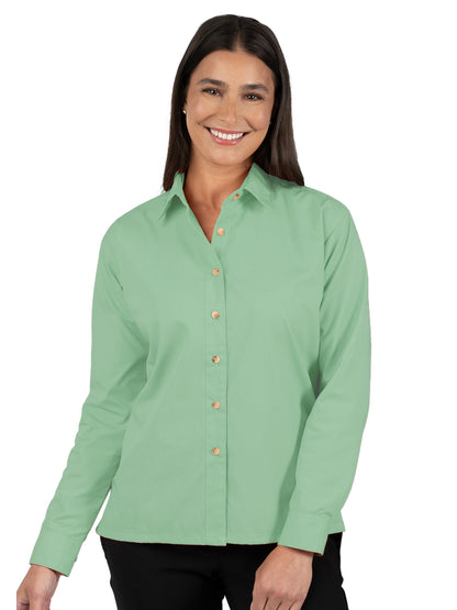 Women's Pocketless Long Sleeve Superblend Poplin Shirt - BG6216 - Cactus