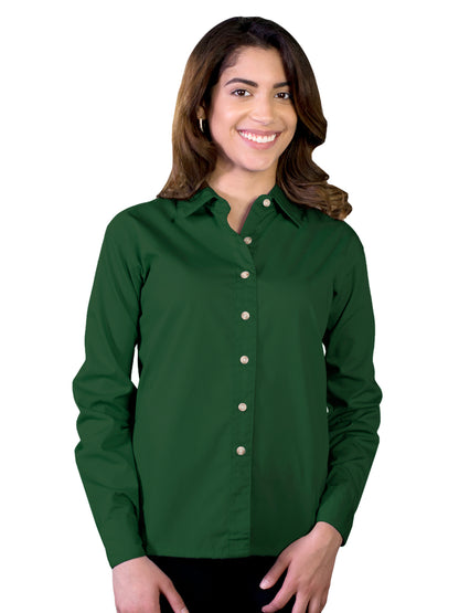 Women's Pocketless Long Sleeve Superblend Poplin Shirt - BG6216 - Hunter
