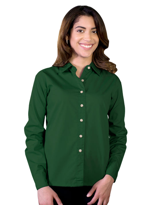 Women's Pocketless Long Sleeve Superblend Poplin Shirt - BG6216 - Hunter
