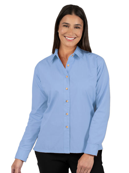 Women's Pocketless Long Sleeve Superblend Poplin Shirt - BG6216 - Light Blue