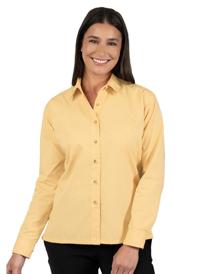 Women's Pocketless Long Sleeve Superblend Poplin Shirt - BG6216 - Maize