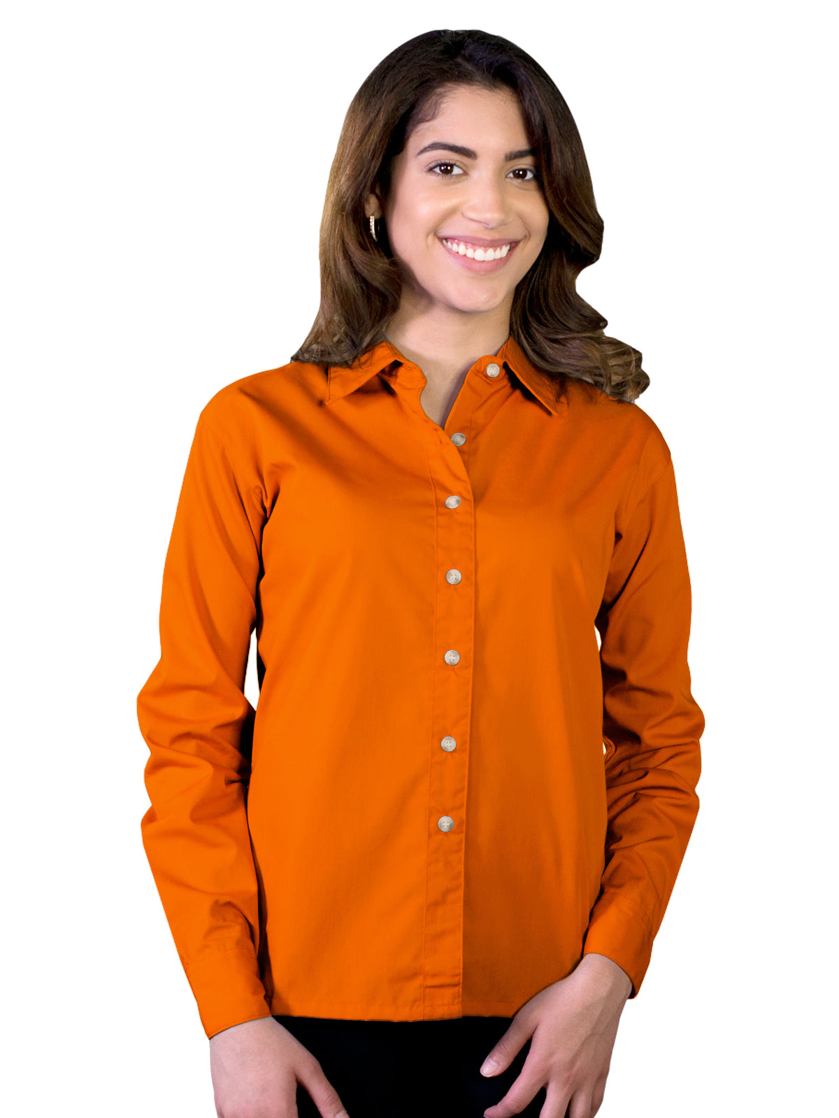 Women's Pocketless Long Sleeve Superblend Poplin Shirt - BG6216 - Orange