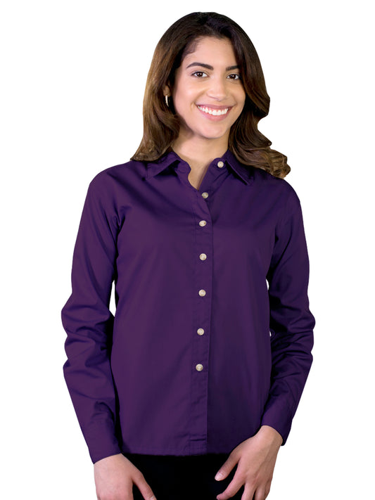 Women's Pocketless Long Sleeve Superblend Poplin Shirt - BG6216 - Purple