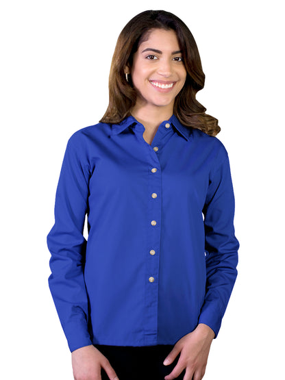 Women's Pocketless Long Sleeve Superblend Poplin Shirt - BG6216 - Royal