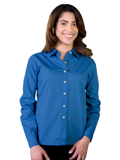 Women's Pocketless Long Sleeve Superblend Poplin Shirt - BG6216 - Turquoise