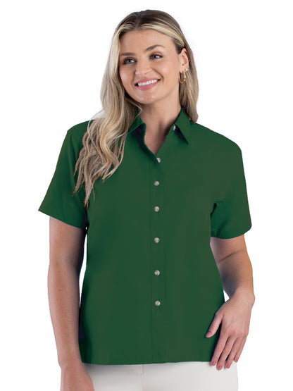 Women's Pocketless Short Sleeve Superblend Poplin Shirt - BG6216S - Hunter