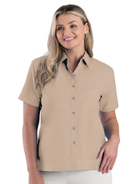 Women's Pocketless Short Sleeve Superblend Poplin Shirt - BG6216S - Natural