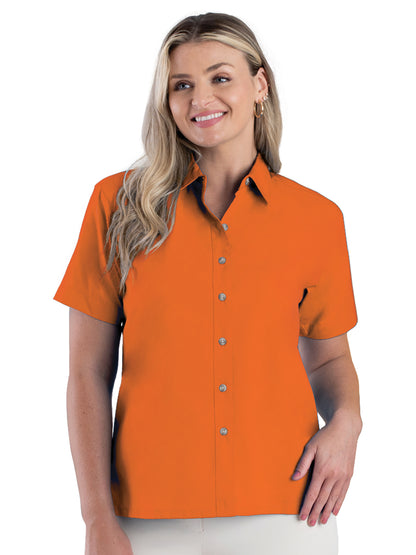 Women's Pocketless Short Sleeve Superblend Poplin Shirt - BG6216S - Orange