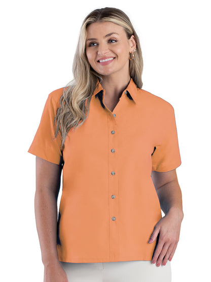 Women's Pocketless Short Sleeve Superblend Poplin Shirt - BG6216S - Salmon