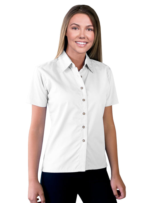Women's Pocketless Short Sleeve Superblend Poplin Shirt - BG6216S - White