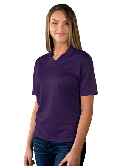 Women's Pocketless Wicking V-Neck Polo - BG6219 - Purple
