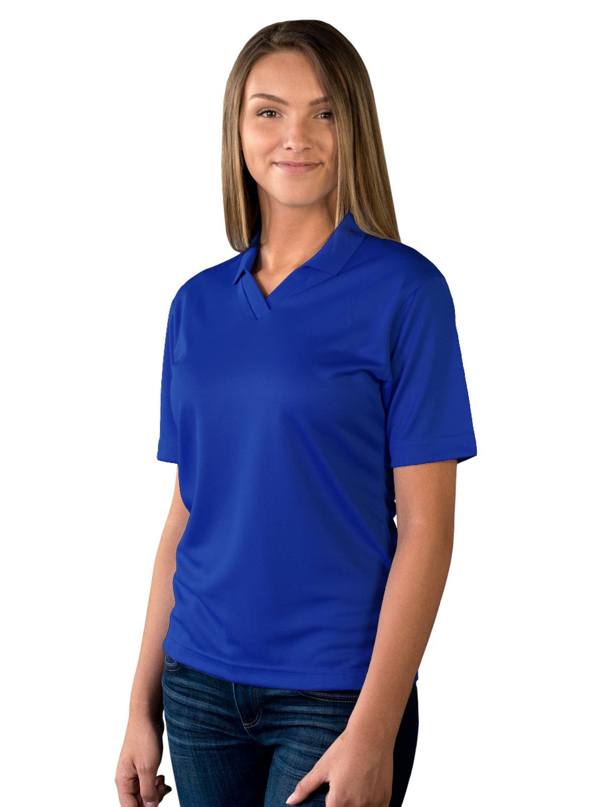 Women's Pocketless Wicking V-Neck Polo - BG6219 - Royal