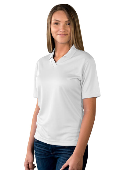 Women's Pocketless Wicking V-Neck Polo - BG6219 - White