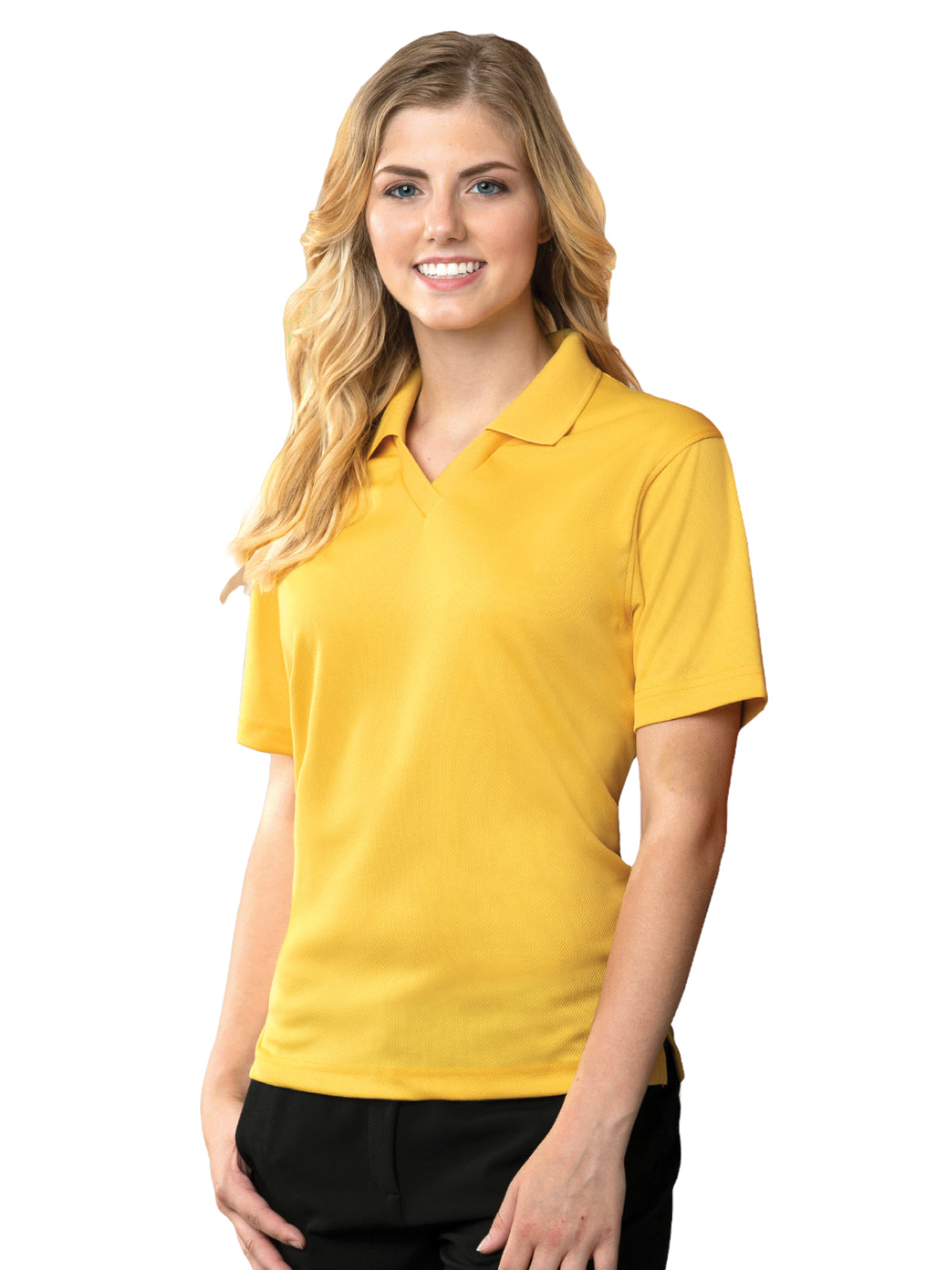 Women's Pocketless Wicking V-Neck Polo - BG6219 - Yellow