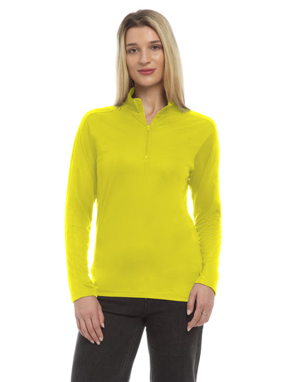 Women's Pocketless Wicking Long Sleeve Zip Pullover - BG6230 - Optic Yellow