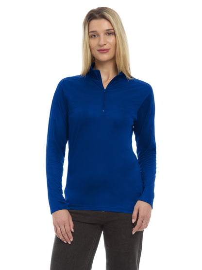 Women's Pocketless Wicking Long Sleeve Zip Pullover - BG6230 - Royal