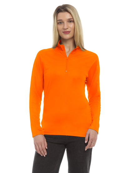 Women's Pocketless Wicking Long Sleeve Zip Pullover - BG6230 - Safety Orange