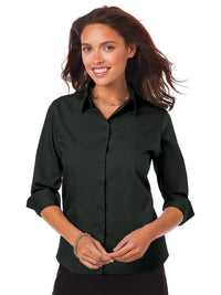 Women's Pocketless 3/4-Sleeve Poplin Shirt - BG6260 - Black