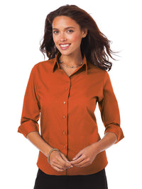 Women's Pocketless 3/4-Sleeve Poplin Shirt - BG6260 - Burnt Orange