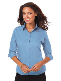 Women's Pocketless 3/4-Sleeve Poplin Shirt - BG6260 - Light Blue