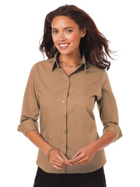 Women's Pocketless 3/4-Sleeve Poplin Shirt - BG6260 - Tan