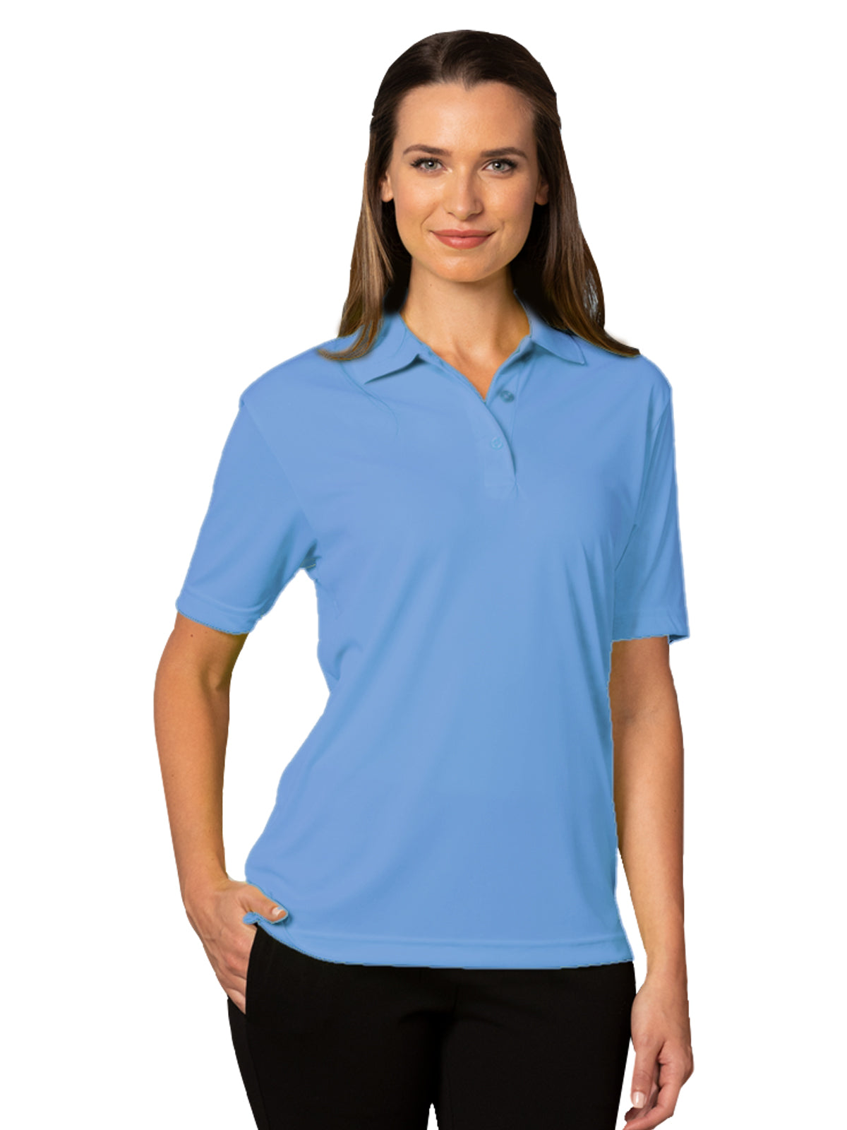 Women's Pocketless Value Wicking Polo - BG6300 - Light Blue