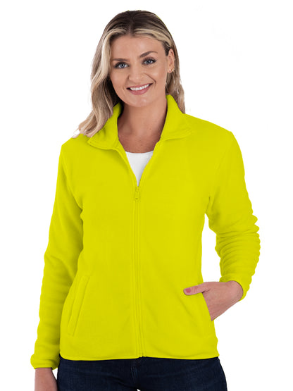 Women's 2-Pocket Micro Fleece Full Zip Jacket - BG6951 - Optic Yellow