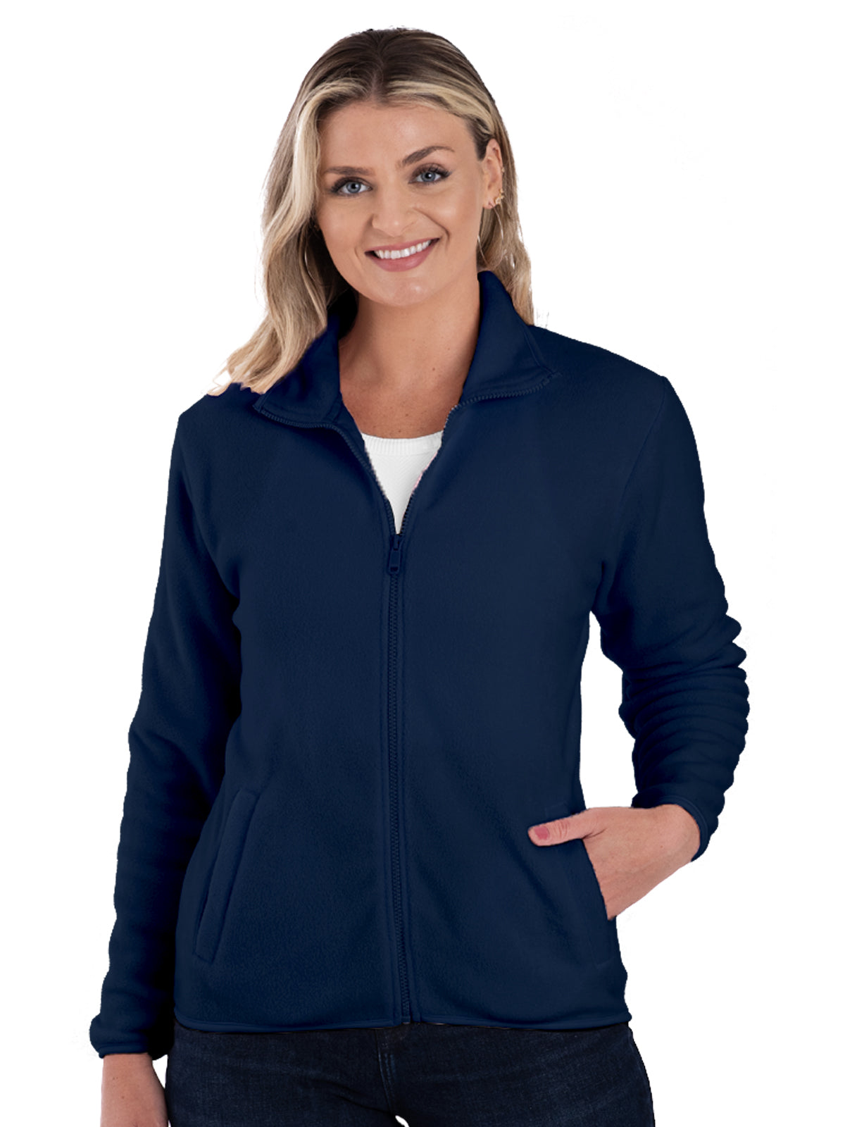 Women's 2-Pocket Micro Fleece Full Zip Jacket - BG6951 - Polar Navy
