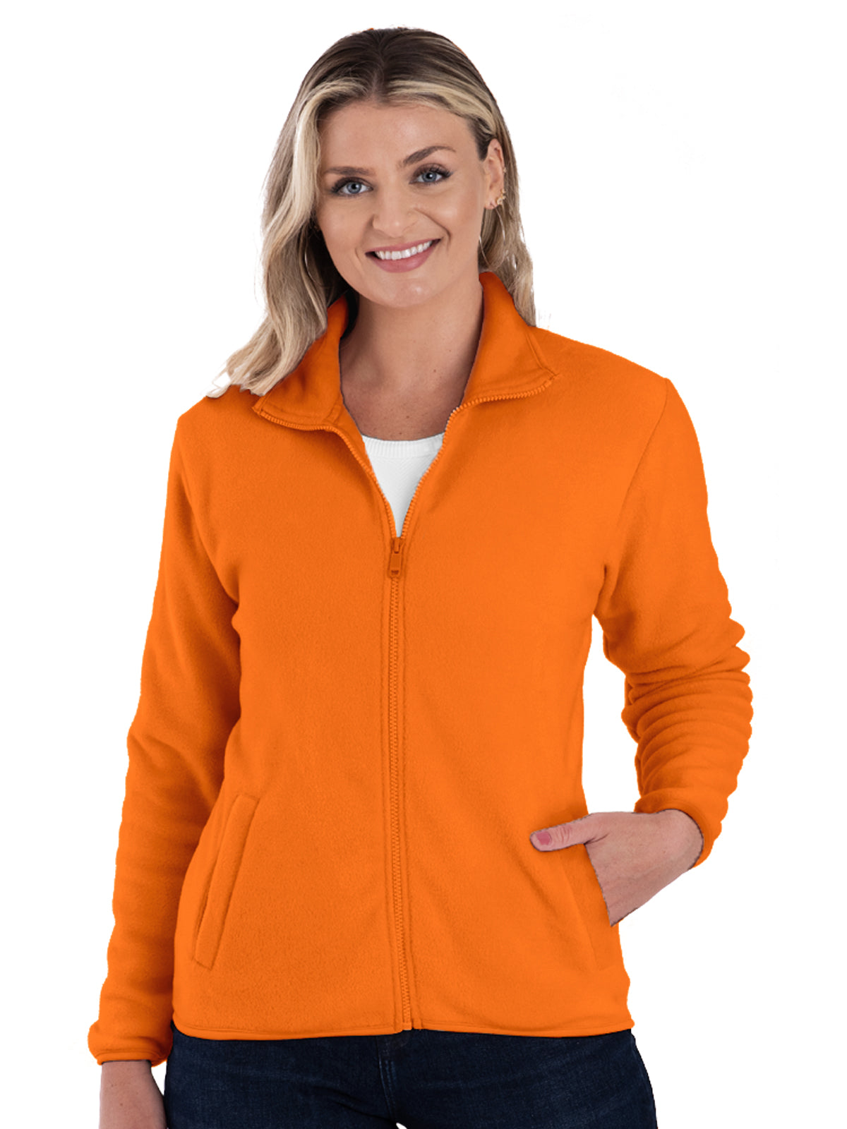 Women's 2-Pocket Micro Fleece Full Zip Jacket - BG6951 - Polar Orange