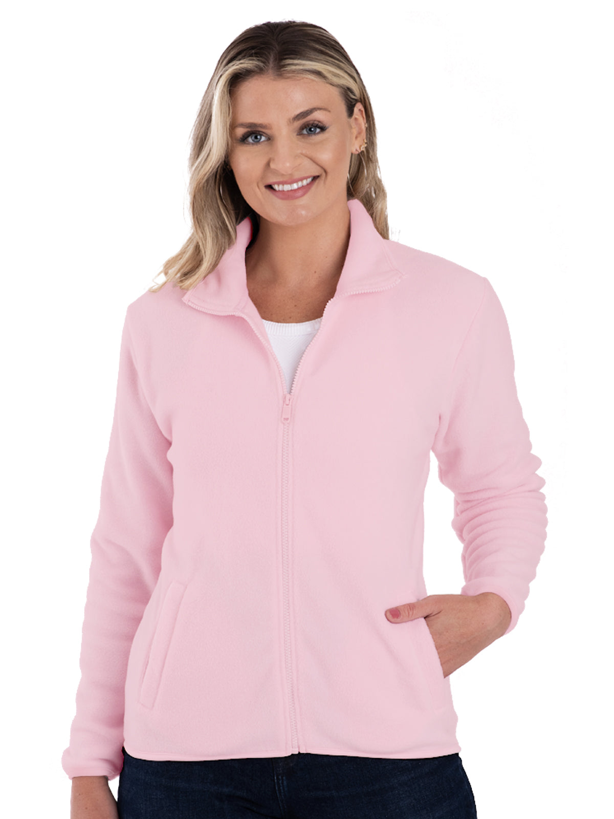 Women's 2-Pocket Micro Fleece Full Zip Jacket - BG6951 - Polar Pink