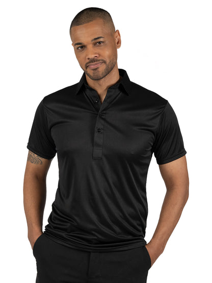 Men's Pocketless Bonded Collar Dress Polo - BG7007 - Black