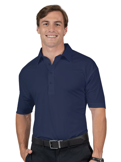 Men's Pocketless Bonded Collar Dress Polo - BG7007 - Navy