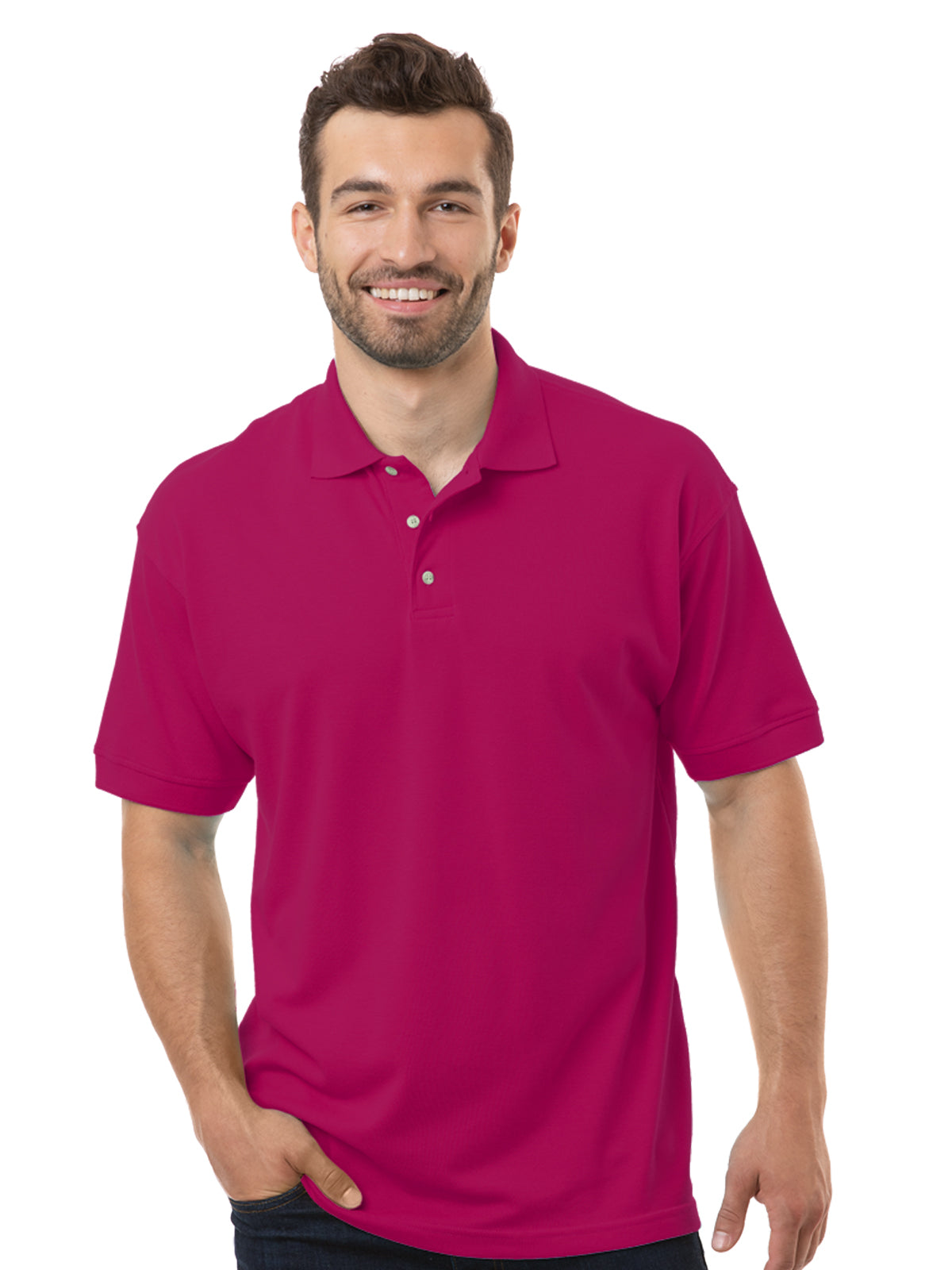 Men's Pocketless Superblend Short Sleeve Polo - BG7204 - Berry