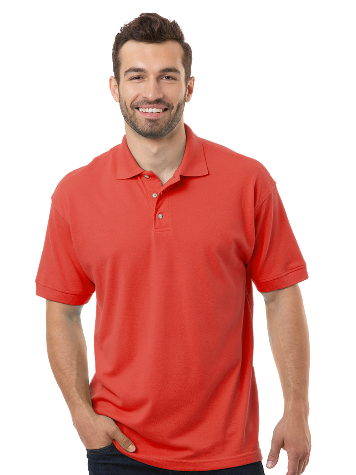 Men's Pocketless Superblend Short Sleeve Polo - BG7204 - Coral