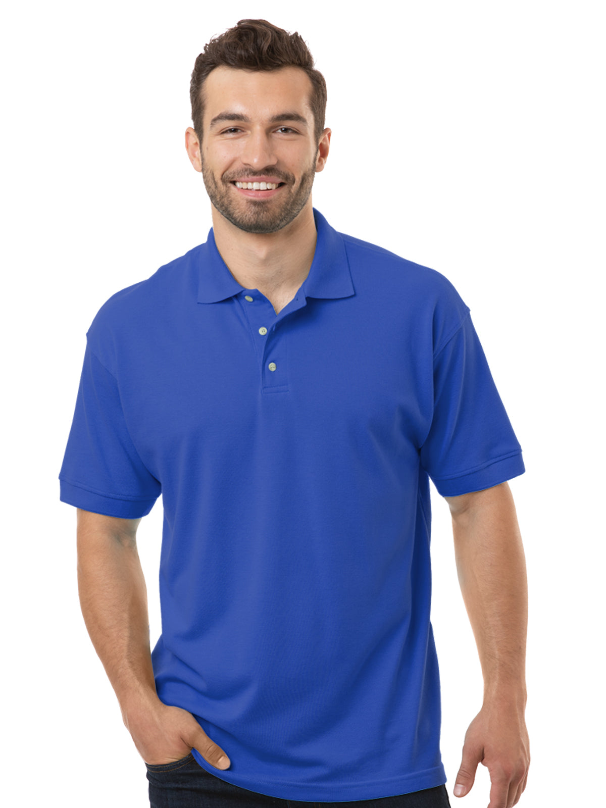 Men's Pocketless Superblend Short Sleeve Polo - BG7204 - French Blue